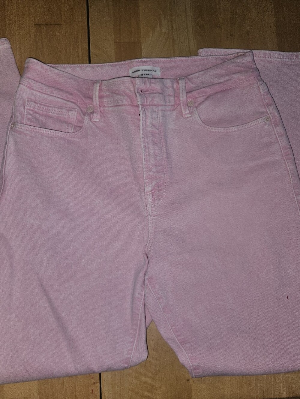 Good American Waist Palazzo High Rise Wide Leg Cropped Denim Jeans - Picture 2 of 7